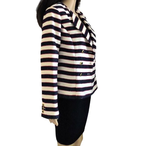 Cabi Cruise Navy Cream Red Striped Nautical Jacket 6 - Picture 6 of 11